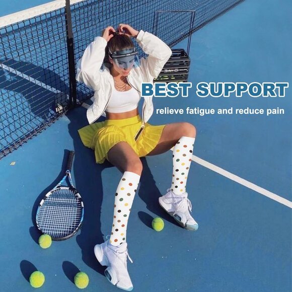 Women's Multi Color 6 Pairs Compression Socks 15-20mmhg Compression Stockings - Picture 4 of 6